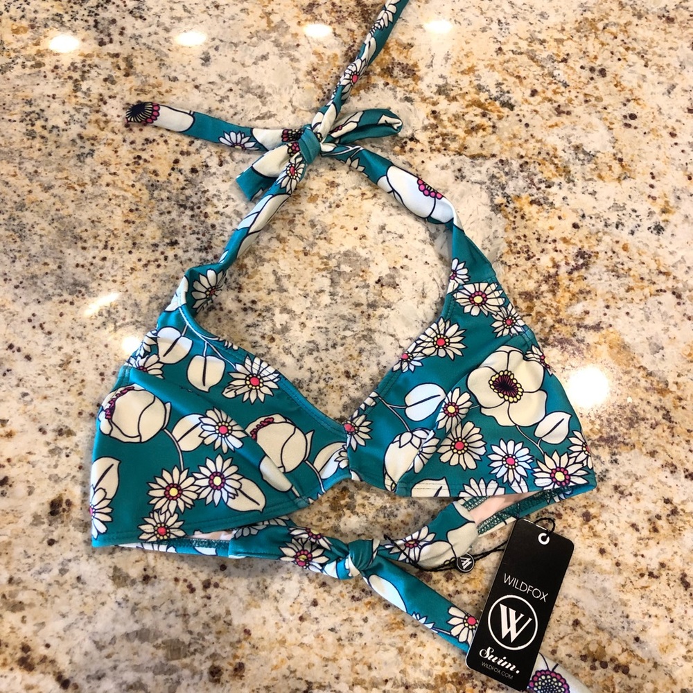 WILDFOX Emerald Daisy Halter Swim Top